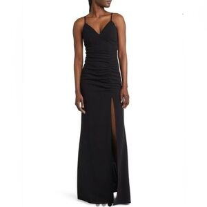 LOVE, NICKIE LEW Black long dress gown princess seam S